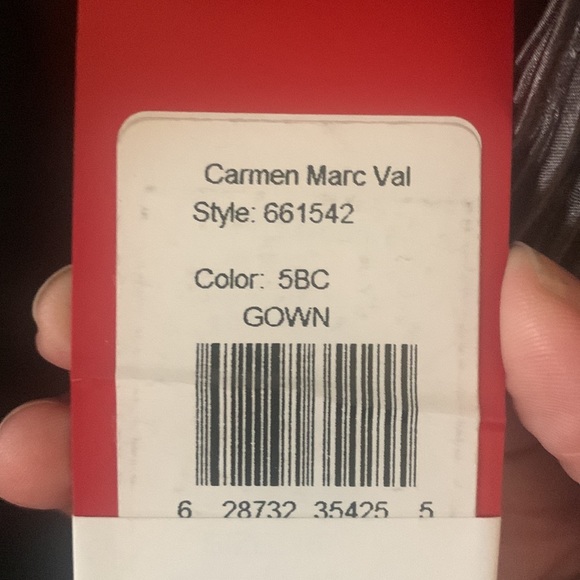 NWT Carmen Marc Valvo Infusion Formal Floor Length Contrast Ruffle Black Dress - Picture 10 of 11